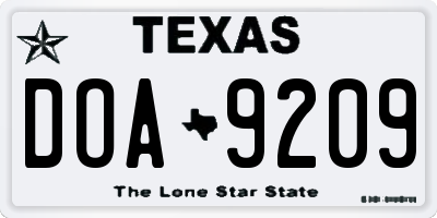 TX license plate DOA9209