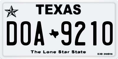 TX license plate DOA9210