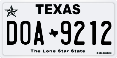 TX license plate DOA9212