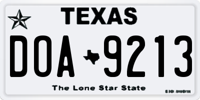 TX license plate DOA9213