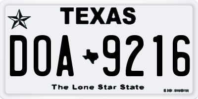 TX license plate DOA9216