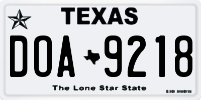 TX license plate DOA9218