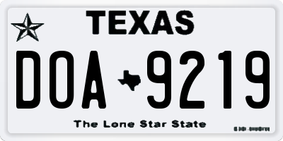 TX license plate DOA9219