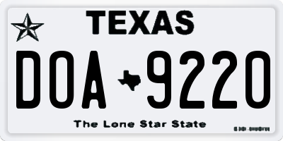 TX license plate DOA9220