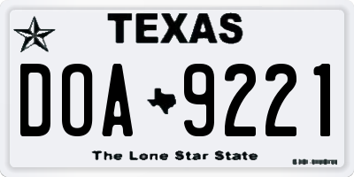 TX license plate DOA9221