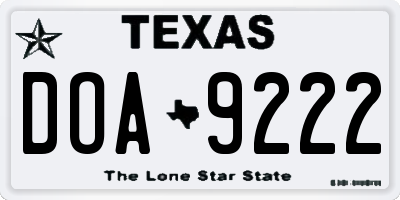 TX license plate DOA9222