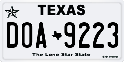 TX license plate DOA9223