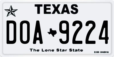 TX license plate DOA9224