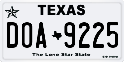 TX license plate DOA9225