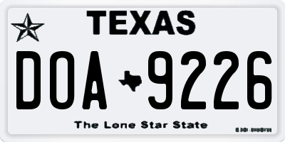 TX license plate DOA9226