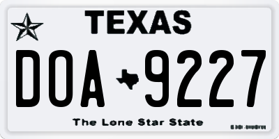 TX license plate DOA9227