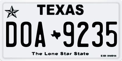 TX license plate DOA9235