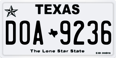 TX license plate DOA9236