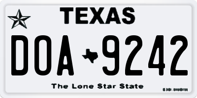 TX license plate DOA9242