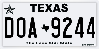 TX license plate DOA9244