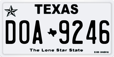 TX license plate DOA9246
