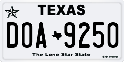 TX license plate DOA9250