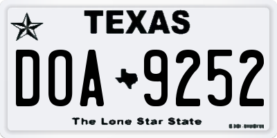 TX license plate DOA9252