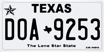 TX license plate DOA9253