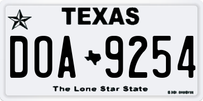 TX license plate DOA9254
