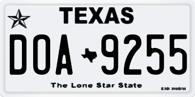 TX license plate DOA9255