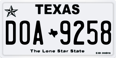 TX license plate DOA9258