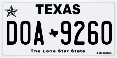 TX license plate DOA9260