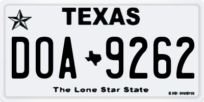 TX license plate DOA9262