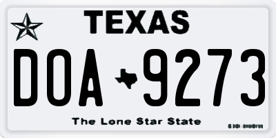 TX license plate DOA9273