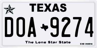 TX license plate DOA9274