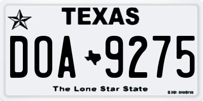 TX license plate DOA9275