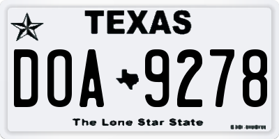 TX license plate DOA9278