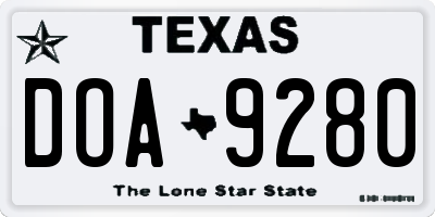 TX license plate DOA9280
