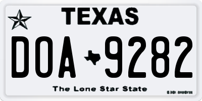TX license plate DOA9282