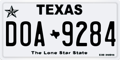 TX license plate DOA9284