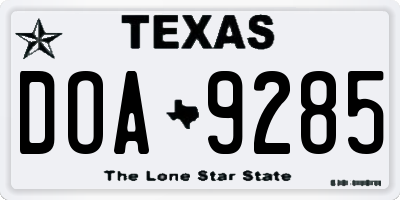 TX license plate DOA9285