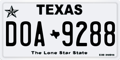 TX license plate DOA9288