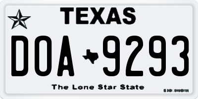 TX license plate DOA9293