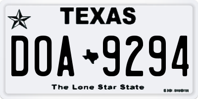 TX license plate DOA9294
