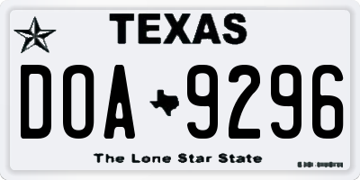 TX license plate DOA9296
