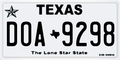 TX license plate DOA9298