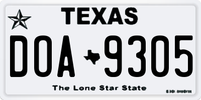 TX license plate DOA9305