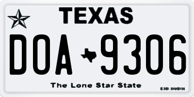 TX license plate DOA9306