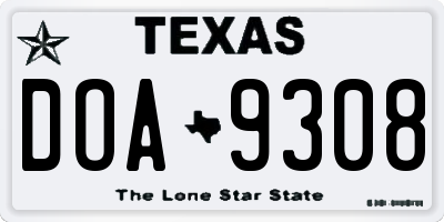 TX license plate DOA9308