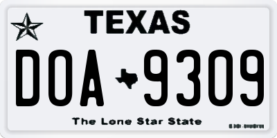 TX license plate DOA9309