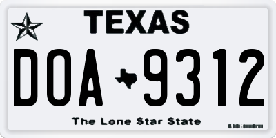 TX license plate DOA9312