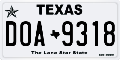TX license plate DOA9318