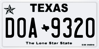 TX license plate DOA9320