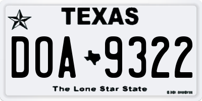 TX license plate DOA9322