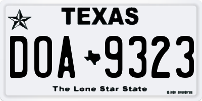 TX license plate DOA9323